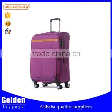 purple color cheap fabric luggage bag 210D lining materical suitcase bag