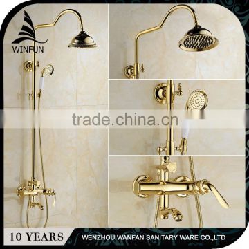 Luxurious bath shower mixer,bathroom gold rainfall shower kit/set