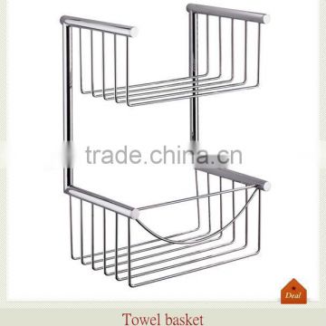 2 Tier chrome metal iron towel basket