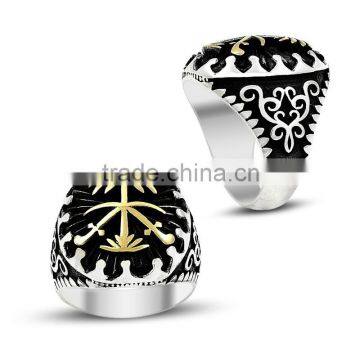 925K Silver Art Design Saudi Arabia Palm Tree Sword Men Ring