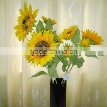 artificial sunflower artificial flower with flocking leaves and stem plants