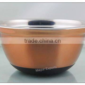 Stainless Steel Anti Skid Mixing Bowl with Copper Finish