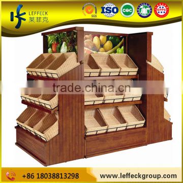Customized design wooden fruit vegetable display shelves