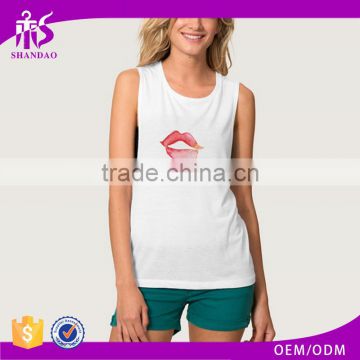 Guangzhou Shandao OEM Wholesale Casual Summer 95% Cotton 5% Spandex Breathable Bulk Quick Dry Fitness Women White Tank Tops
