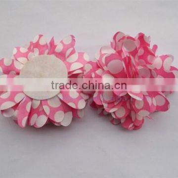 Handmade Chiffon Polka Dot fabric Flowers baby/kids/children girl's fashion garment accessories
