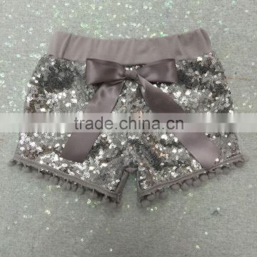 Special Design Pom Pom Silver Sequin shorts, Baby Sequin Shorts Glitter Gold Shorts Birthday Outfit