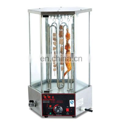 Automatic barbecue grill with six side glass display /rotary meat roaster for sale