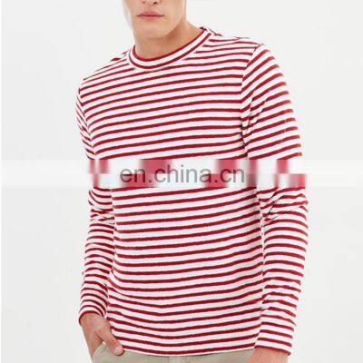 men oversized long sleeve red white striped t-shirts