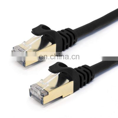 Gold plated sftp cat7 ethernet cable patch cord flat rj45 3m 25 ft 100ft cat 7 plug network cable
