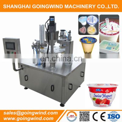 Automatic rotary filling and sealing machine auto liquid juice jelly yogurt cup filler sealer machinery cheap price for sale