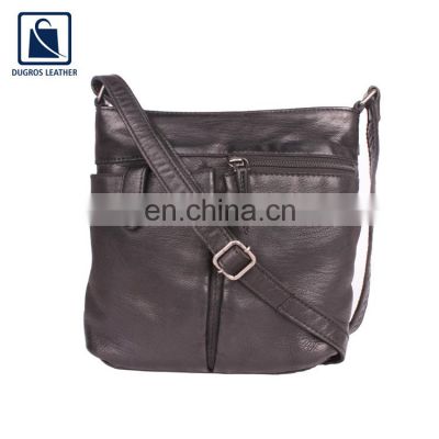 Swiss Cotton Lining Material Silver Antique Fitting Vintage Style Hot Selling Genuine Leather Sling Bag for Women
