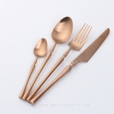 Rose Gold Plated Flatware Stainless Steel Cutlery Restaurant Silverware Set For Wedding Table Decoration