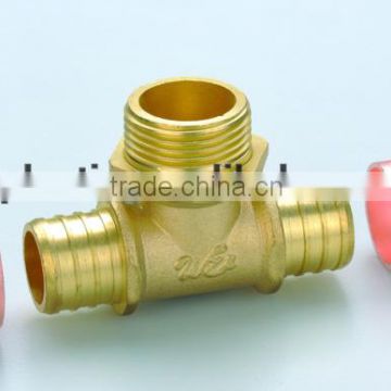 brass fittings with sleeve brass male tee coupling for pex pipe