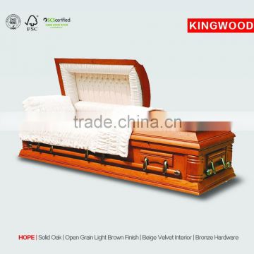 HOPE antique solid wood casket china manufacturing company