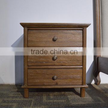 Three drawers bedside table wood storage nightstand for bedroom furniture