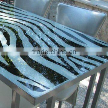 Pattern glass table tops - black & white colors