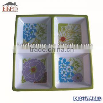 4sections square melamine chip and dip