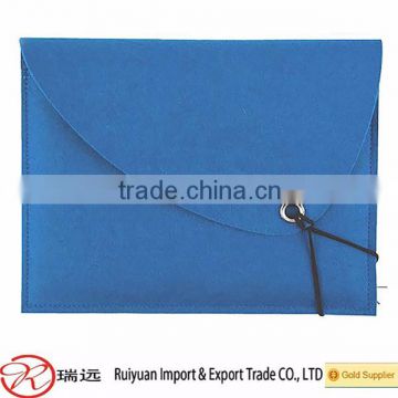 wholesale 13'' blue felt laptop bag with outer mobile pocket for teenage