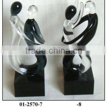 black and clear glass figures decoration