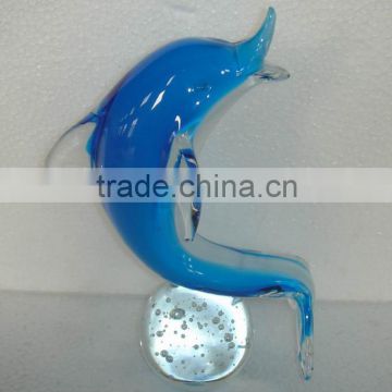 handmade decorative dolphin art glass sculpture