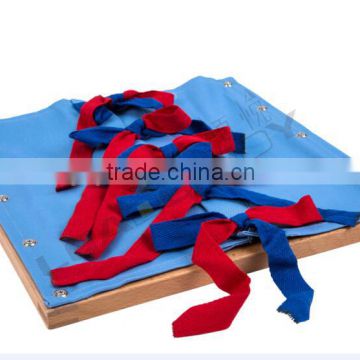 Montessri wooden educational toys for kids of ribbon tying dressing frame