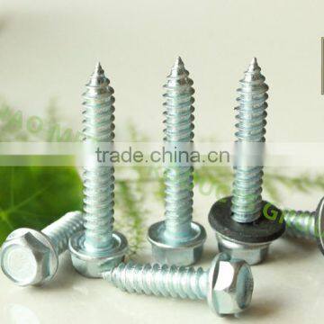 China Manufacture supplier C1022 slivery hex head self tapping screw with EPDM