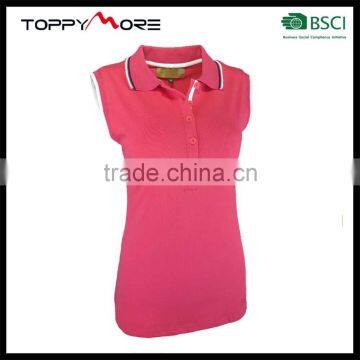 T056-3543RR OEM Blank Raspberry Cotton Pique Polo Shirt Sleeveles