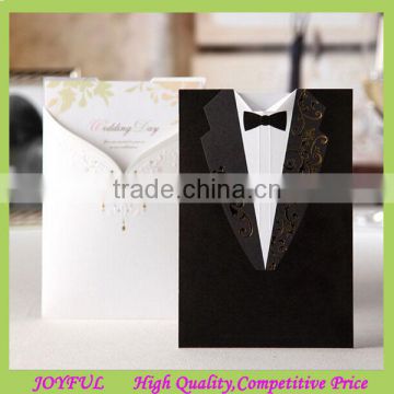 Bride and groom clothes design wedding invitation card