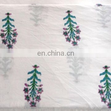 Floral Sanganeri Hand block printed pure natural cotton 100% cambric running fabric wholesaler manufacturer from india