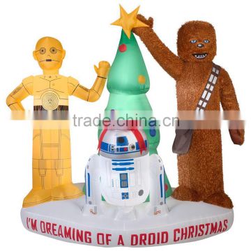 new design Inflatable robot and star tree Christmas Yard Art Decoration