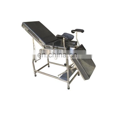 Hospital Furniture Stainless Steel Bed Gynecological Delivery Bed with Mattress