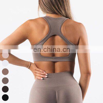 Ladies Running Clothing High Quality Breathable Underwear Racer Back Medium Impact Sports Bra Seamless Yoga Top Sports Bra Women