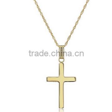 14k Yellow Gold Solid Polished Cross Pendant Necklace for Wholesale in China Jewelry Factory