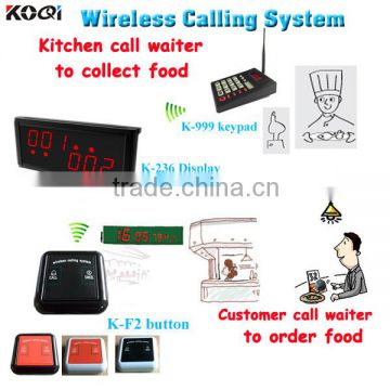 Restaurant Ktchen Device Wireless Guest Call Button System K-236+K-999+K-F2