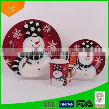 ceramic dinner set with snowman design, Christmas dinnerware