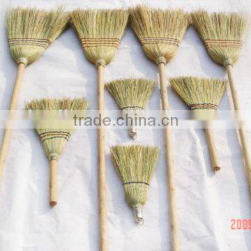 natural sorghum straw corn broom with wooden handle for sale