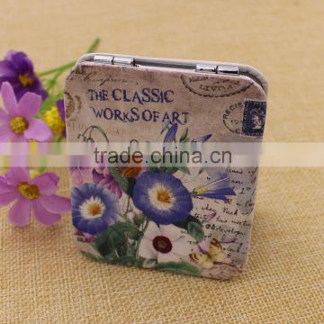 Delicate PU mirror pocket/flowers leather pocket mirror/ cute cosmetic mirror custom                        
                                                                                Supplier's Choice