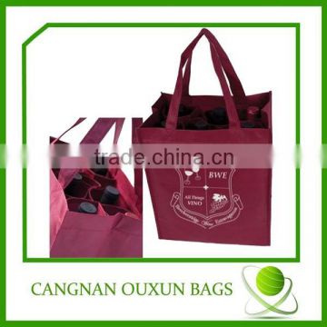 Eco friendly PP non woven customized six bottles wine bag