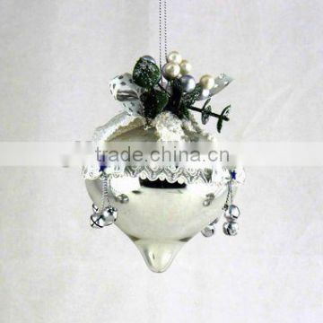 exquisite silvered X'mas crafts hanging glass ornament
