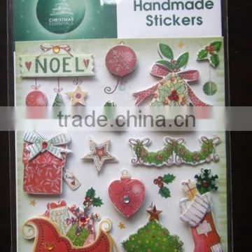 Christmas handmade stickers with rhinestone
