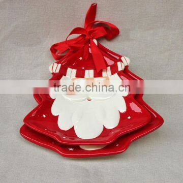 christmas decorative ceramic tree shape plate