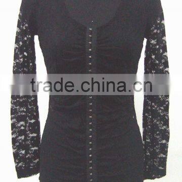 ladies' lace translucent top