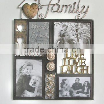 wholesale good quality antique brass Metal photo frame/ family picture frames for home decorations