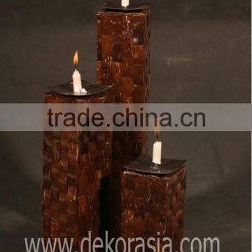 Candle Holder Set Of 3 M 19 - Material Coconut Shell