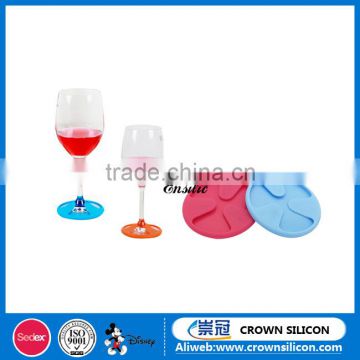 2017 newly silicone wine glass coaster, anti-slip mug mat