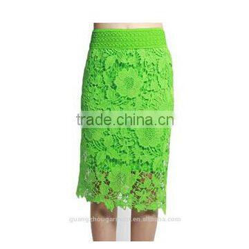 women stretch underlay green white black sheer flower pencil long lace skirt