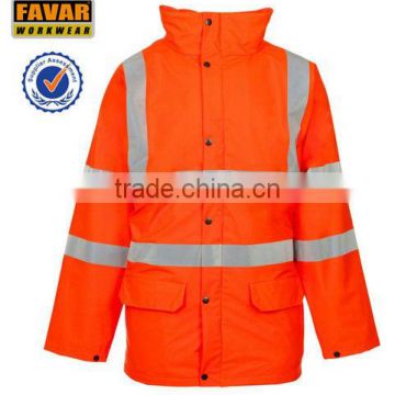 workers winter safety jacket for men oxford fabric waterproof high visibility reflective tape waterproof parka