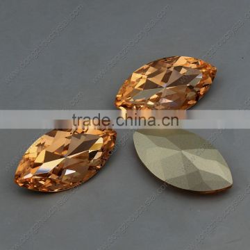 17*32mm Light peach crystal navette glass stone for garment