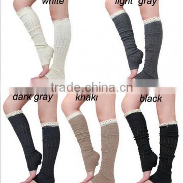 2015 Wholesale adult leg warmers Ruffle button Leg warmers lace boot socks