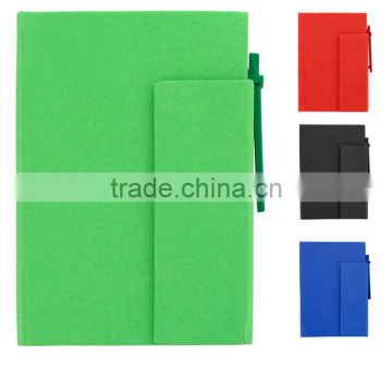 Colorful recycle notebook with pen with paper pocket